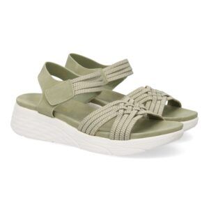 Sandalias planas verdes con mediasuela ancha y  tiras elásticas NS-5150