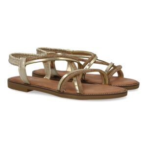 Sandalias planas mujer diseño con brillantes oro TF2509