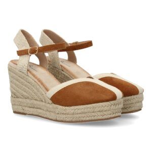 Alpargatas de cuña estilo valenciana mujer camel TF3395