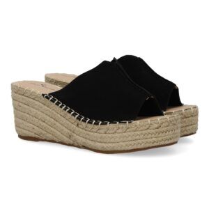 Sandalias de mujer negras con cuña y plataforma estilo zueco TF5154