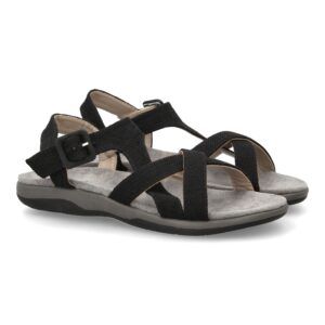 Sandalias planas mujer negras estilo sport pala tiras cruzadas VR5-1655