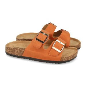 Sandalias planas mujer planta BIO Naranja