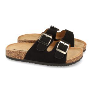 Sandalias planas mujer planta BIO negro