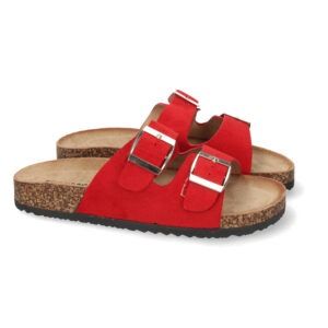 Sandalias planas mujer planta BIO rojo