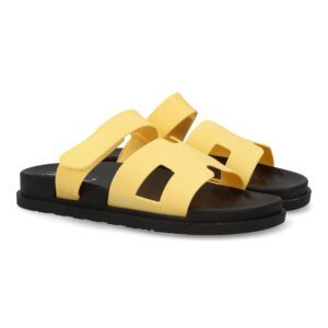 Chanclas de mujer pala moderna amarilla con cierre velcro 2Q43