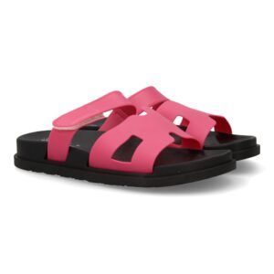 Chanclas de mujer pala moderna fucsia con cierre velcro 2Q43