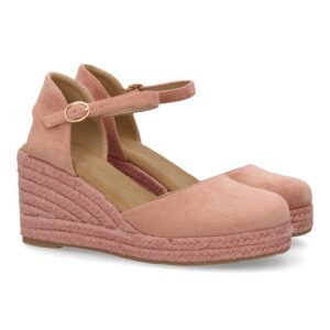Sandalia de cuña media para mujer rosa celeste CF-3036