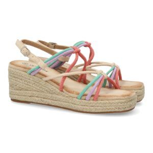 Sandalias de cuña multicolor mujer tiras finas cruzadas con nudo JNS333