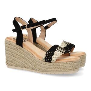Sandalias de cuña mujer negras pala dos colores KK-1007