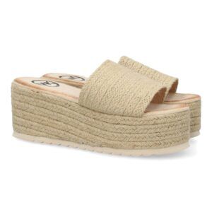 Zueco con plataforma y pala de yute para mujer color beige KK-910
