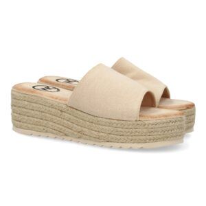 Zueco con plataforma de yute para mujer color apricot KK-961