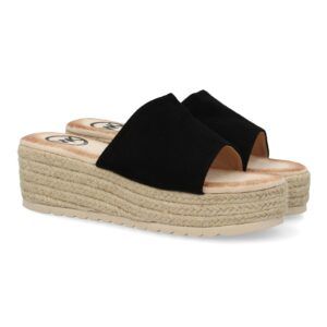 Zueco con plataforma de yute para mujer color negro KK-961