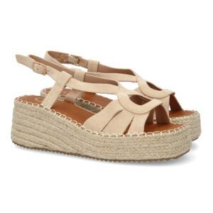 Sandalia de cuña mujer beige diseño elegante en pala MT-83