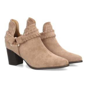 Botín western con detalles trenzados color Beige