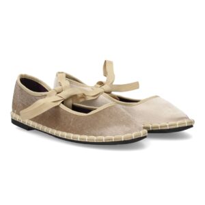 Merceditas de terciopelo con lazo color beige