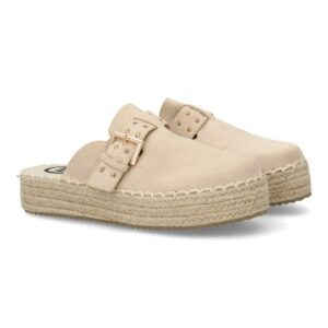 Zuecos con plataforma de yute para mujer color beige