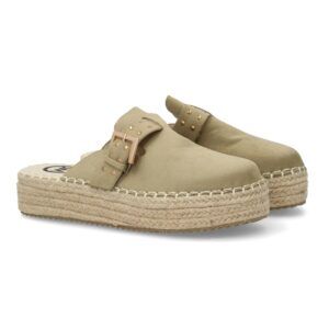 Zuecos con plataforma de yute para mujer color verde