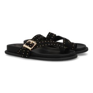 Sandalias planas con tiras cruzadas para mujer color negro