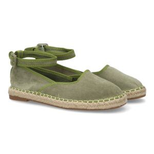 Alpargatas planas para mujer con cintas al tobillo color verde