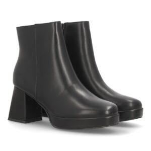 Botines plataforma con tacón ancho para mujer - Negro