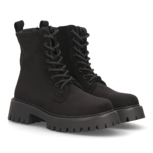 Botines militares con suela track para mujer - Negro