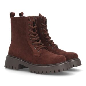 Botines militares con suela track para mujer - Marrón