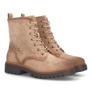 Botines militares con cordones y tachuelas para mujer - Kaki