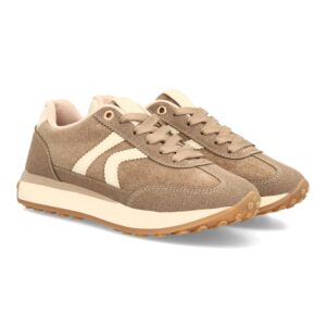 Zapatillas casual retro con cordones para mujer - Kaki