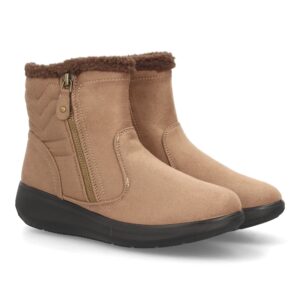 Botines cálidos con cremallera lateral para mujer - Kaki