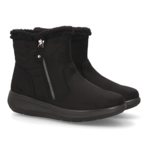 Botines cálidos con cremallera lateral para mujer - Negro